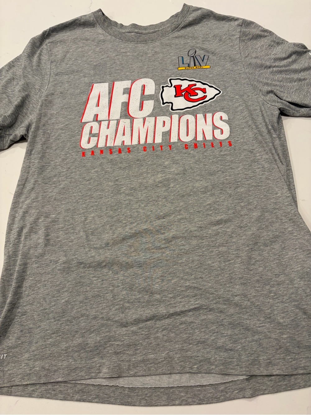 Nike Dri-Fit Gray Kansas City Chiefs AFC Champions Short Sleeve Tee